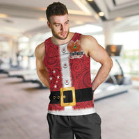 Papua New Guinea Merry Christmas Men Tank Top Santa Suit Style With Melanesian Pattern LT03 Red - Polynesian Pride