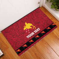 Papua New Guinea Merry Christmas Rubber Doormat Santa Suit Style With Melanesian Pattern LT03 - Polynesian Pride