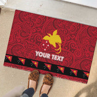 Papua New Guinea Merry Christmas Rubber Doormat Santa Suit Style With Melanesian Pattern LT03 - Polynesian Pride