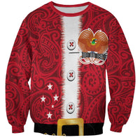 Papua New Guinea Merry Christmas Sweatshirt Santa Suit Style With Melanesian Pattern LT03 Unisex Red - Polynesian Pride