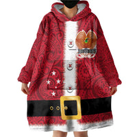 Papua New Guinea Merry Christmas Wearable Blanket Hoodie Santa Suit Style With Melanesian Pattern LT03 - Polynesian Pride