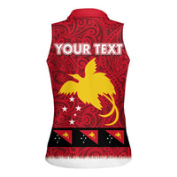 Papua New Guinea Merry Christmas Women Sleeveless Polo Shirt Santa Suit Style With Melanesian Pattern