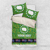 Cook Islands Merry Christmas Bedding Set Santa Suit Style With Polynesian Pattern