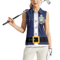 Niue Merry Christmas Women Sleeveless Polo Shirt Santa Suit Style With Hiapo Pattern