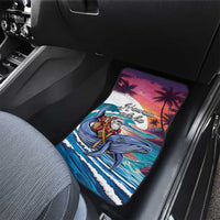 Hawaiian Mele Kalikimaka Car Mats Santa Claus Driving The Whale with Sunset Ocean Landscape