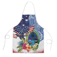 Guam and United States Together Apron Bald Eagle and Guam Seal with Flower and Tribal Tattoos - Polynesian Pride
