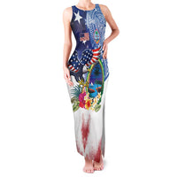 Guam and United States Together Family Matching Tank Maxi Dress and Hawaiian Shirt Bald Eagle and Guam Seal with Flower and Tribal Tattoos - Polynesian Pride