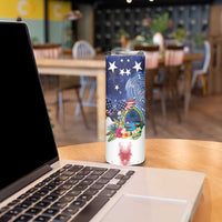 Guam and United States Together Skinny Tumbler Bald Eagle and Guam Seal with Flower and Tribal Tattoos - Polynesian Pride