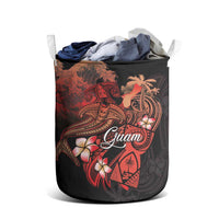 Guam Tribal Chamorro Laundry Basket Polynesian Shark with Plumeria and Sea Vibe - Polynesian Pride