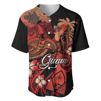 Guam Tribal Chamorro Baseball Jersey Polynesian Shark with Plumeria and Sea Vibe LT03 Black - Polynesian Pride