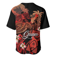 Guam Tribal Chamorro Baseball Jersey Polynesian Shark with Plumeria and Sea Vibe LT03 - Polynesian Pride