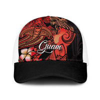 Guam Tribal Chamorro Baseball Net Cap Polynesian Shark with Plumeria and Sea Vibe LT03 One Size White Black - Polynesian Pride