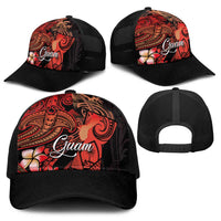 Guam Tribal Chamorro Baseball Net Cap Polynesian Shark with Plumeria and Sea Vibe LT03 - Polynesian Pride