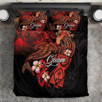 Guam Tribal Chamorro Bedding Set Polynesian Shark with Plumeria and Sea Vibe - Polynesian Pride