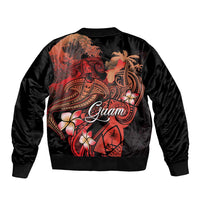 Guam Tribal Chamorro Bomber Jacket Polynesian Shark with Plumeria and Sea Vibe LT03 - Polynesian Pride