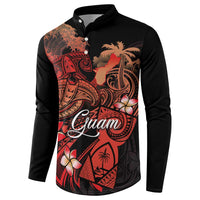 Guam Tribal Chamorro Button Sweatshirt Polynesian Shark with Plumeria and Sea Vibe LT03 - Polynesian Pride