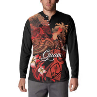 Guam Tribal Chamorro Button Sweatshirt Polynesian Shark with Plumeria and Sea Vibe LT03 - Polynesian Pride