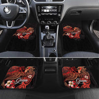 Guam Tribal Chamorro Car Mats Polynesian Shark with Plumeria and Sea Vibe LT03 Set 4pcs Black - Polynesian Pride