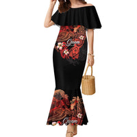 Guam Tribal Chamorro Family Matching Mermaid Dress and Hawaiian Shirt Polynesian Shark with Plumeria and Sea Vibe - Polynesian Pride
