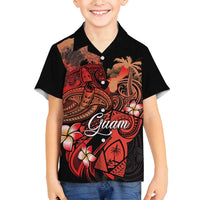 Guam Tribal Chamorro Family Matching Off Shoulder Maxi Dress and Hawaiian Shirt Polynesian Shark with Plumeria and Sea Vibe - Polynesian Pride