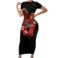 Guam Tribal Chamorro Family Matching Short Sleeve Bodycon Dress and Hawaiian Shirt Polynesian Shark with Plumeria and Sea Vibe - Polynesian Pride