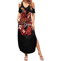 Guam Tribal Chamorro Family Matching Summer Maxi Dress and Hawaiian Shirt Polynesian Shark with Plumeria and Sea Vibe - Polynesian Pride