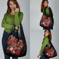 Guam Tribal Chamorro Grocery Bag Polynesian Shark with Plumeria and Sea Vibe LT03 - Polynesian Pride