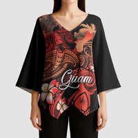Guam Tribal Chamorro Kimono Sleeve Blouse Polynesian Shark with Plumeria and Sea Vibe - Polynesian Pride
