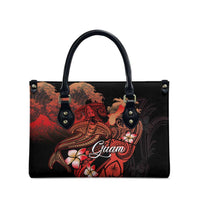 Guam Tribal Chamorro Leather Bag Polynesian Shark with Plumeria and Sea Vibe - Polynesian Pride