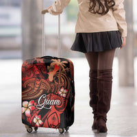 Guam Tribal Chamorro Luggage Cover Polynesian Shark with Plumeria and Sea Vibe - Polynesian Pride