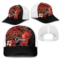 Guam Tribal Chamorro Mesh Trucker Cap Polynesian Shark with Plumeria and Sea Vibe LT03 - Polynesian Pride