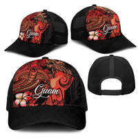 Guam Tribal Chamorro Mesh Trucker Cap Polynesian Shark with Plumeria and Sea Vibe LT03 - Polynesian Pride