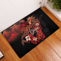 Guam Tribal Chamorro Rubber Doormat Polynesian Shark with Plumeria and Sea Vibe LT03 - Polynesian Pride