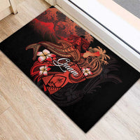 Guam Tribal Chamorro Rubber Doormat Polynesian Shark with Plumeria and Sea Vibe LT03 - Polynesian Pride