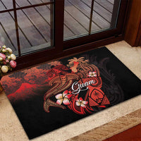 Guam Tribal Chamorro Rubber Doormat Polynesian Shark with Plumeria and Sea Vibe LT03 - Polynesian Pride