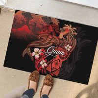 Guam Tribal Chamorro Rubber Doormat Polynesian Shark with Plumeria and Sea Vibe LT03 - Polynesian Pride