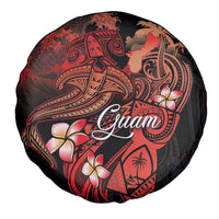 Guam Tribal Chamorro Spare Tire Cover Polynesian Shark with Plumeria and Sea Vibe - Polynesian Pride