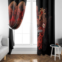 Guam Tribal Chamorro Window Curtain Polynesian Shark with Plumeria and Sea Vibe LT03 - Polynesian Pride
