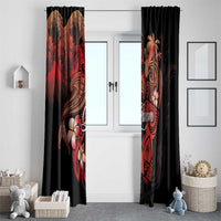 Guam Tribal Chamorro Window Curtain Polynesian Shark with Plumeria and Sea Vibe LT03 - Polynesian Pride