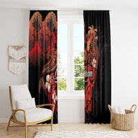 Guam Tribal Chamorro Window Curtain Polynesian Shark with Plumeria and Sea Vibe LT03 - Polynesian Pride