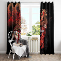 Guam Tribal Chamorro Window Curtain Polynesian Shark with Plumeria and Sea Vibe LT03 - Polynesian Pride