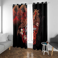 Guam Tribal Chamorro Window Curtain Polynesian Shark with Plumeria and Sea Vibe LT03 With Grommets Black - Polynesian Pride