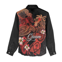Guam Tribal Chamorro Women Casual Shirt Polynesian Shark with Plumeria and Sea Vibe - Polynesian Pride