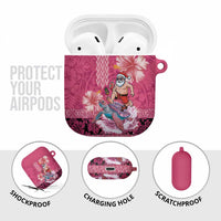 Hawaii Mele Kalikimaka AirPods Case Funny Santa with Tribal Tattoos Kakau Pink Color - Polynesian Pride