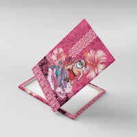 Hawaii Mele Kalikimaka Canvas Wall Art Funny Santa with Tribal Tattoos Kakau Pink Color - Polynesian Pride