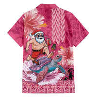 Hawaii Mele Kalikimaka Hawaiian Shirt Funny Santa with Tribal Tattoos Kakau Pink Color - Polynesian Pride