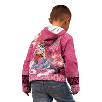 Hawaii Mele Kalikimaka Kid Hoodie Funny Santa with Tribal Tattoos Kakau Pink Color - Polynesian Pride