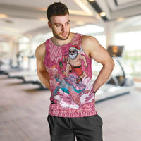 Hawaii Mele Kalikimaka Men Tank Top Funny Santa with Tribal Tattoos Kakau Pink Color - Polynesian Pride