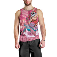 Hawaii Mele Kalikimaka Men Tank Top Funny Santa with Tribal Tattoos Kakau Pink Color - Polynesian Pride