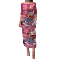 Hawaii Mele Kalikimaka Puletasi Funny Santa with Tribal Tattoos Kakau Pink Color - Polynesian Pride